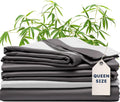 Wooflinen 100% Viscose Derived from Bamboo Sheets & Duvet Cover Set – Soft Feel Like Silk Bed Sheets – Two-Toned, Breathable, Cooling Bedding – Queen, 6 Pc Set
