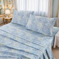 Brandream Paisley Queen Size Sheet Set Luxury Floral Boho Bohemian Medallio Bedding Collections 800 Thread Count 100% Egyptian Cotton Deep Pocket, 4 Piece, Blue