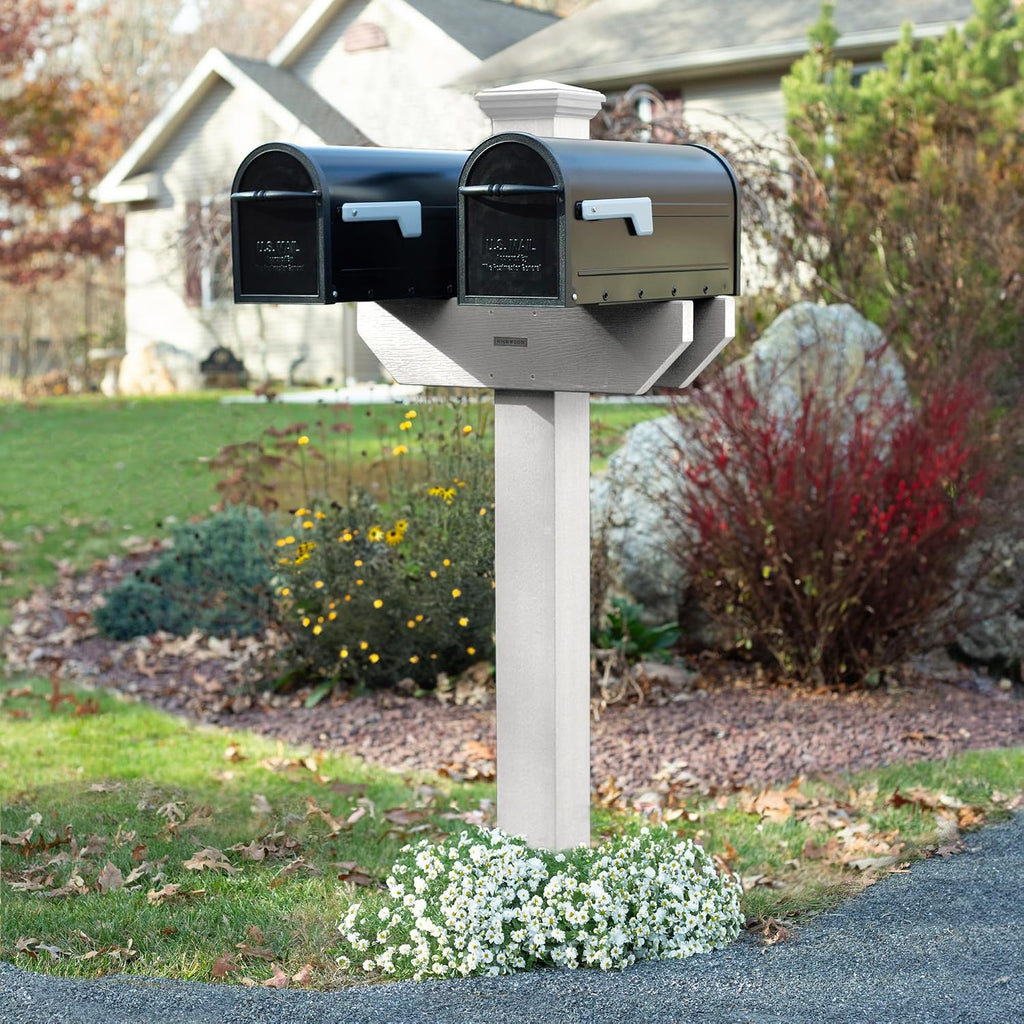 Hazelton Side-by-Side Mailbox Post, White