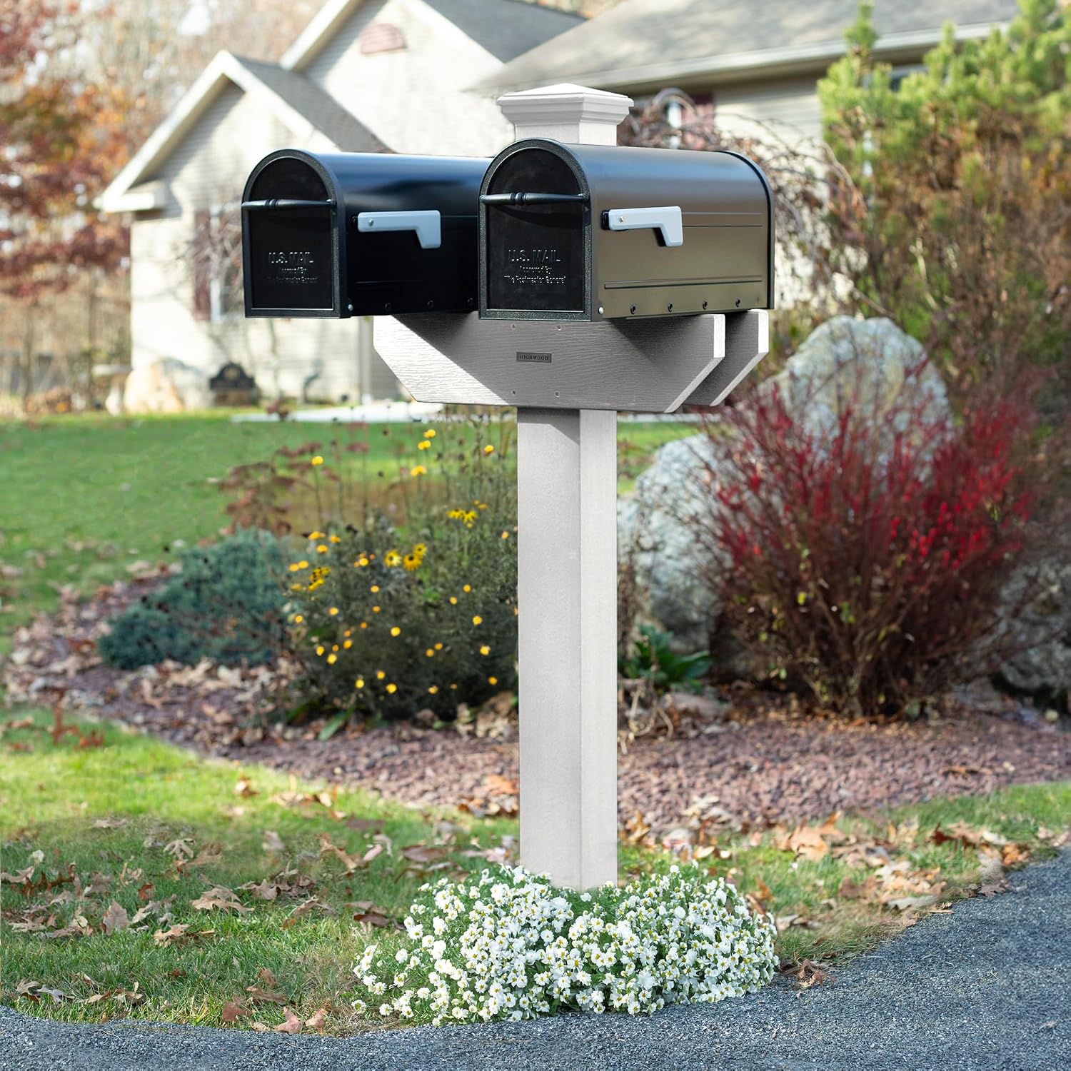 Hazelton Side-by-Side Mailbox Post, White