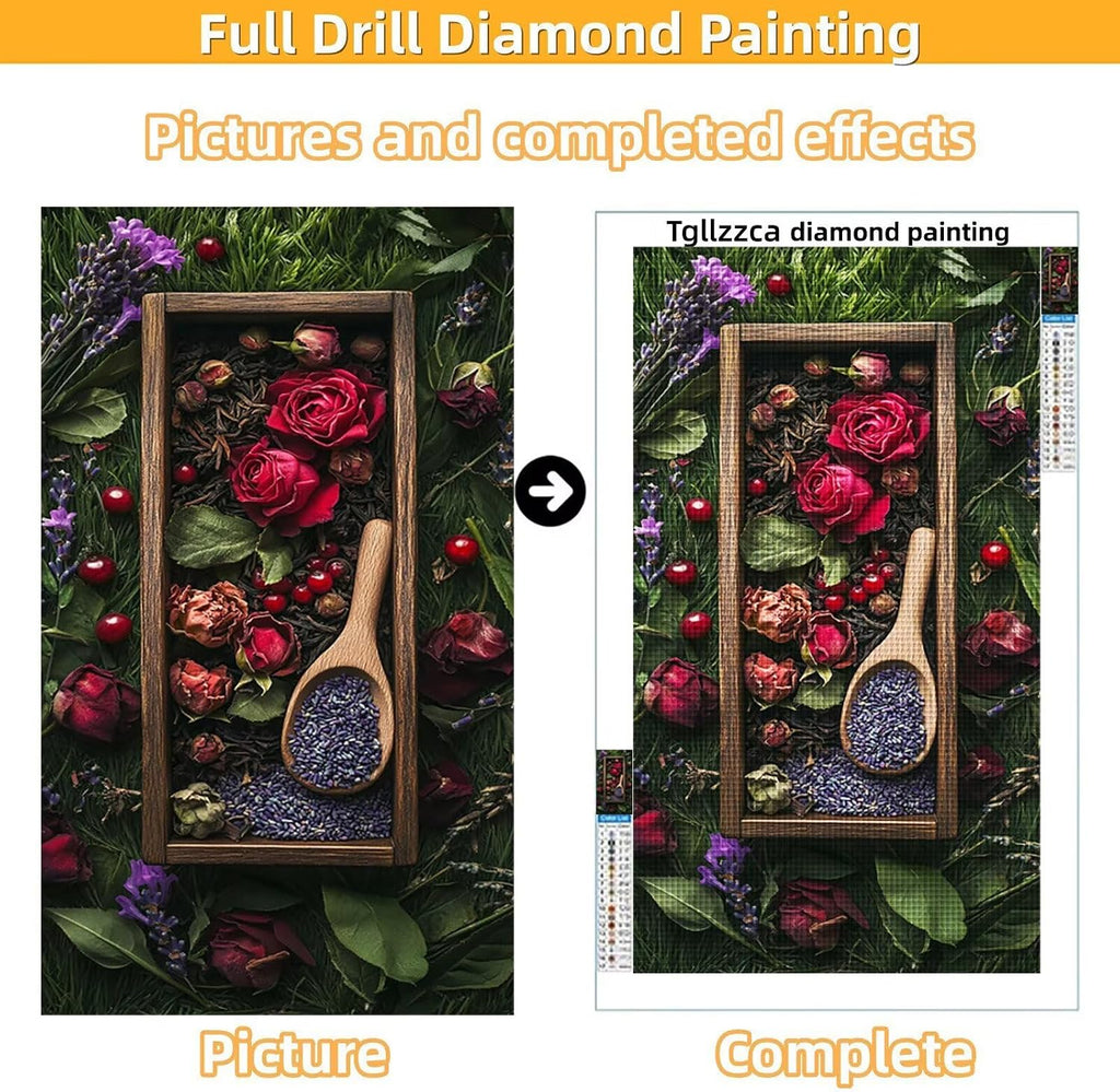 Diamond Art Kits for Adults Spices Diamond Painting Kits, 5D DIY Square Rose Full Drill Dimond Art Paintings Crystal Rhinestones Crafts for Adults for Home Wall Decor, Large Size 36 x 72 Inch,Model726