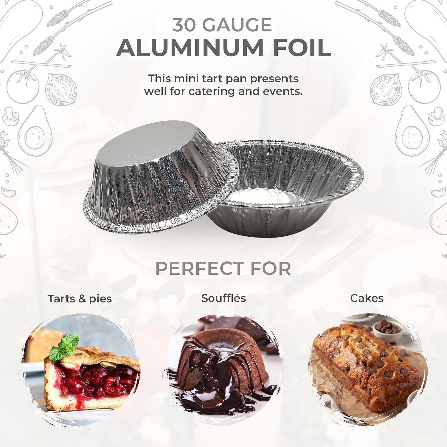 KitchenDance Disposable Aluminum Foil Tart Pan - 3 Inches Round Aluminum Foil Individual Pie Pans for Pies and Tarts - Baking Pans Perfect for Baking, Cooking, and Preparing Food - 301, 2000 Count