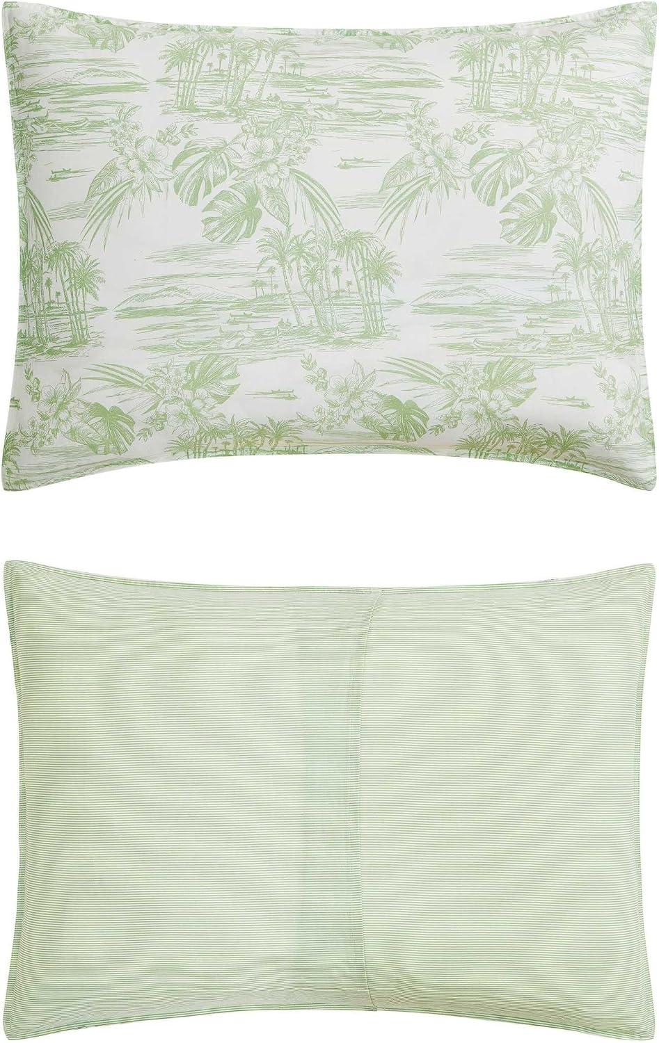 Tommy Bahama - Queen Comforter Set, 100% Soft Cotton Bed Set for Year Round Comfort, Coastal Bedding with Matching Pillowcases (Beach Bluff Toile Green)