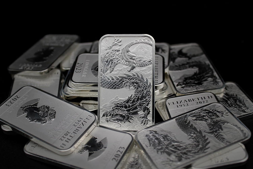 2018 - Present (Random Year) P 1 oz Silver Bar Australia Perth Mint Dragon Series Rectangular Coin Brilliant Uncirculated with Certificate of Authenticity $1 Seller BU