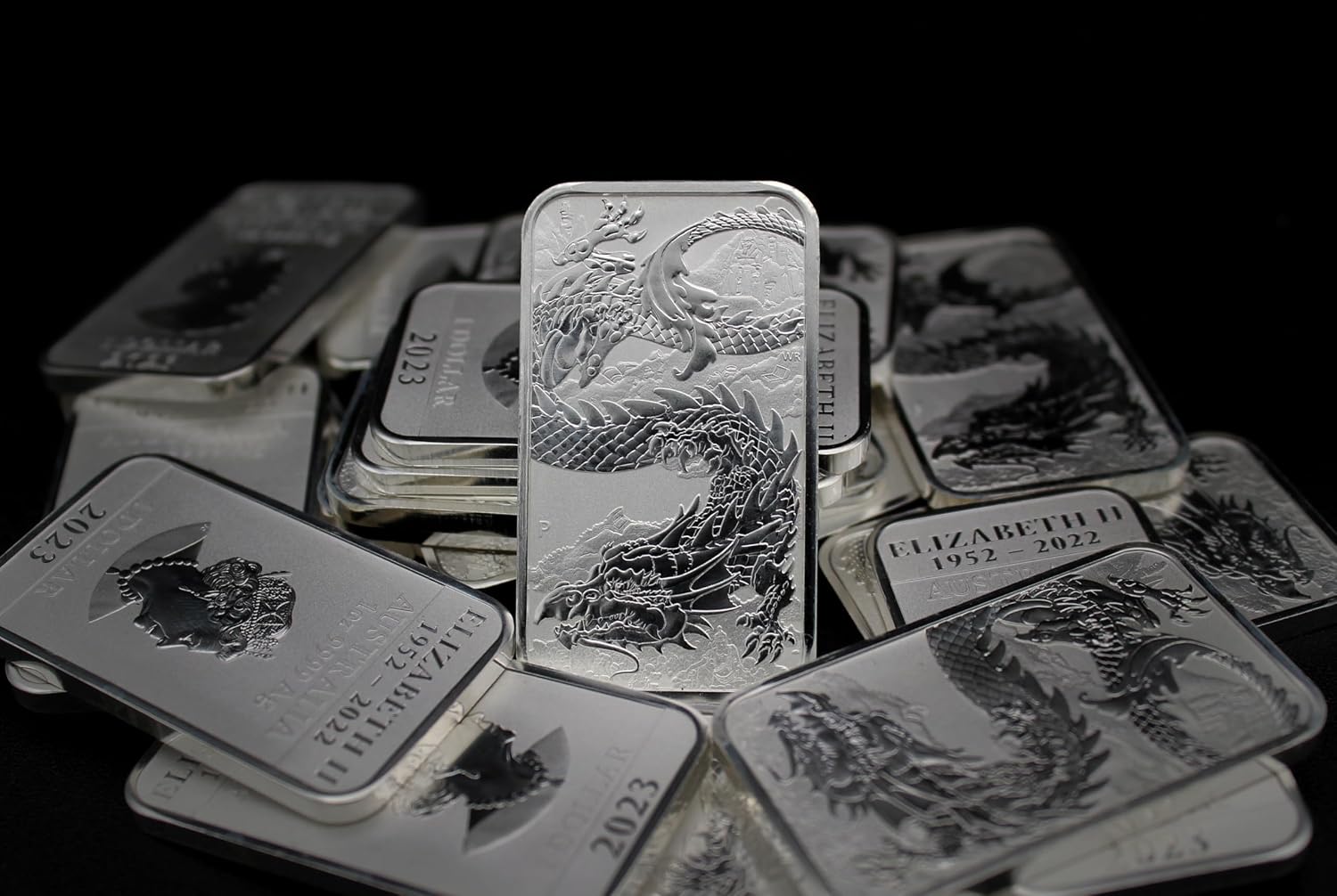 2018 - Present (Random Year) P 1 oz Silver Bar Australia Perth Mint Dragon Series Rectangular Coin Brilliant Uncirculated with Certificate of Authenticity $1 Seller BU