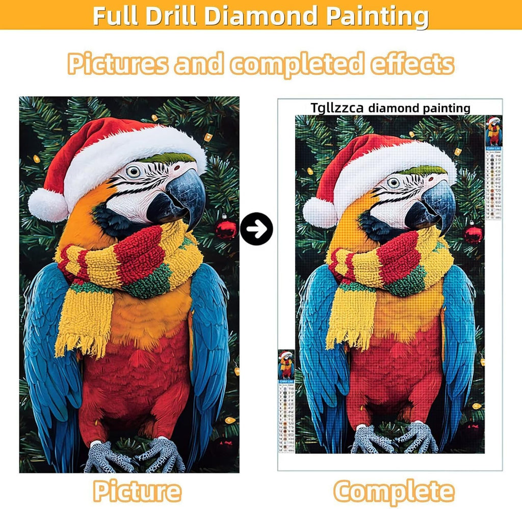 Diamond Art Kits for Adults Christmas Diamond Painting Kits, 5D DIY Round Parrot Full Drill Dimond Art Paintings Crystal Crafts for Adults for Gift Home Wall Decor, Large Size 40 x 80 Inch, Model651