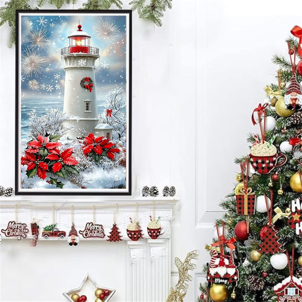 Diamond Art Kits for Adults Christmas Diamond Painting Kits 5D DIY Round Lighthouse Full Drill Dimond Art Paintings Crystal Crafts for Adults for Gift Home Wall Decor, Large Size 40 x 80 Inch,Model843