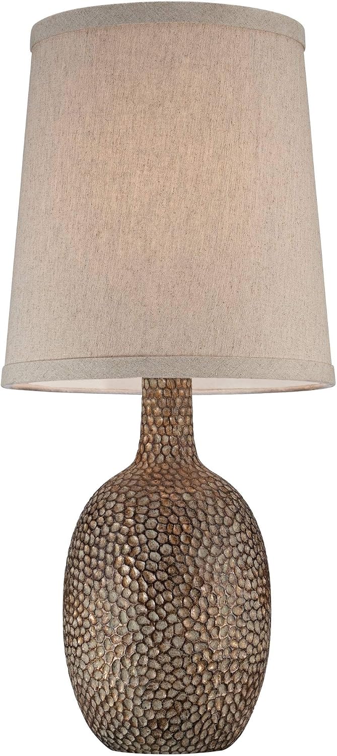 360 Lighting Chalane Rustic Farmhouse Accent Table Lamps 23 1/2' Tall Set of 2 Antique Bronze Hammered Textured Natural Linen Shade for Bedroom Living Room House Bedside Nightstand Office