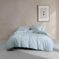 Calvin Klein - Queen Comforter Set, Naturally Soft Cotton Cotton Melange Jersey Bedding with Matching Pillowcases, 3 Piece Bed Set (Modern Cotton Melange Blue)