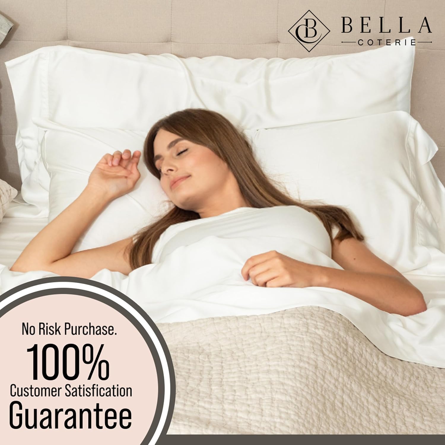 Bella Coterie 6 Piece Luxury Bamboo Viscose King Size Sheet Set | 100% Organically Grown | Cooling for Hot Sleepers | 18' Deep Pocket | Soft & Hypoallergenic | 4 Pillowcases [Ivory]