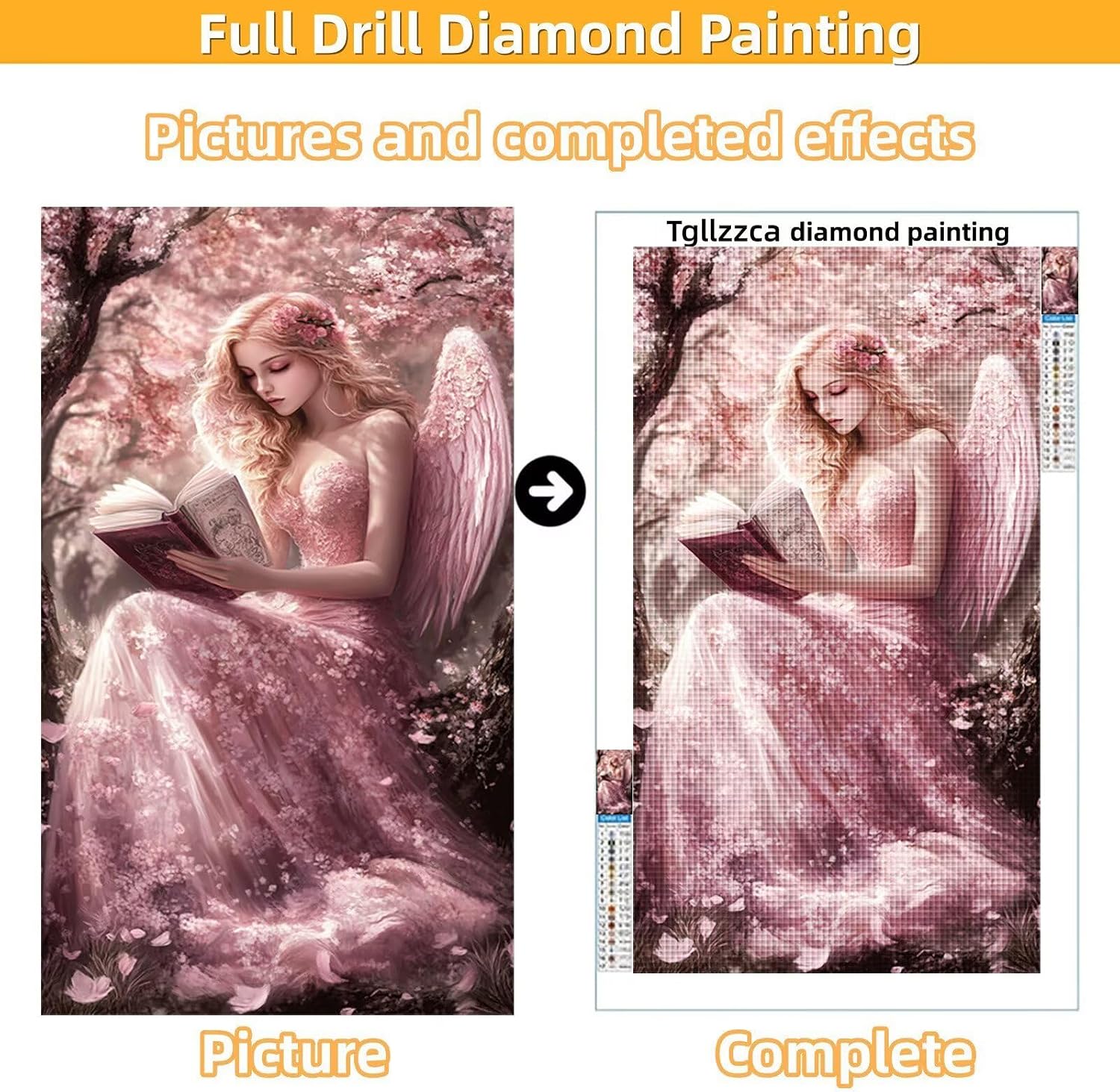 Diamond Art Kits for Adults Girl Diamond Painting Kits, 5D Square Wing Full Drill Dimond Art Paintings Crystal Rhinestones Crafts for Adults for Gift Home Wall Decor, Large Size 40 x 80 Inch, Model918
