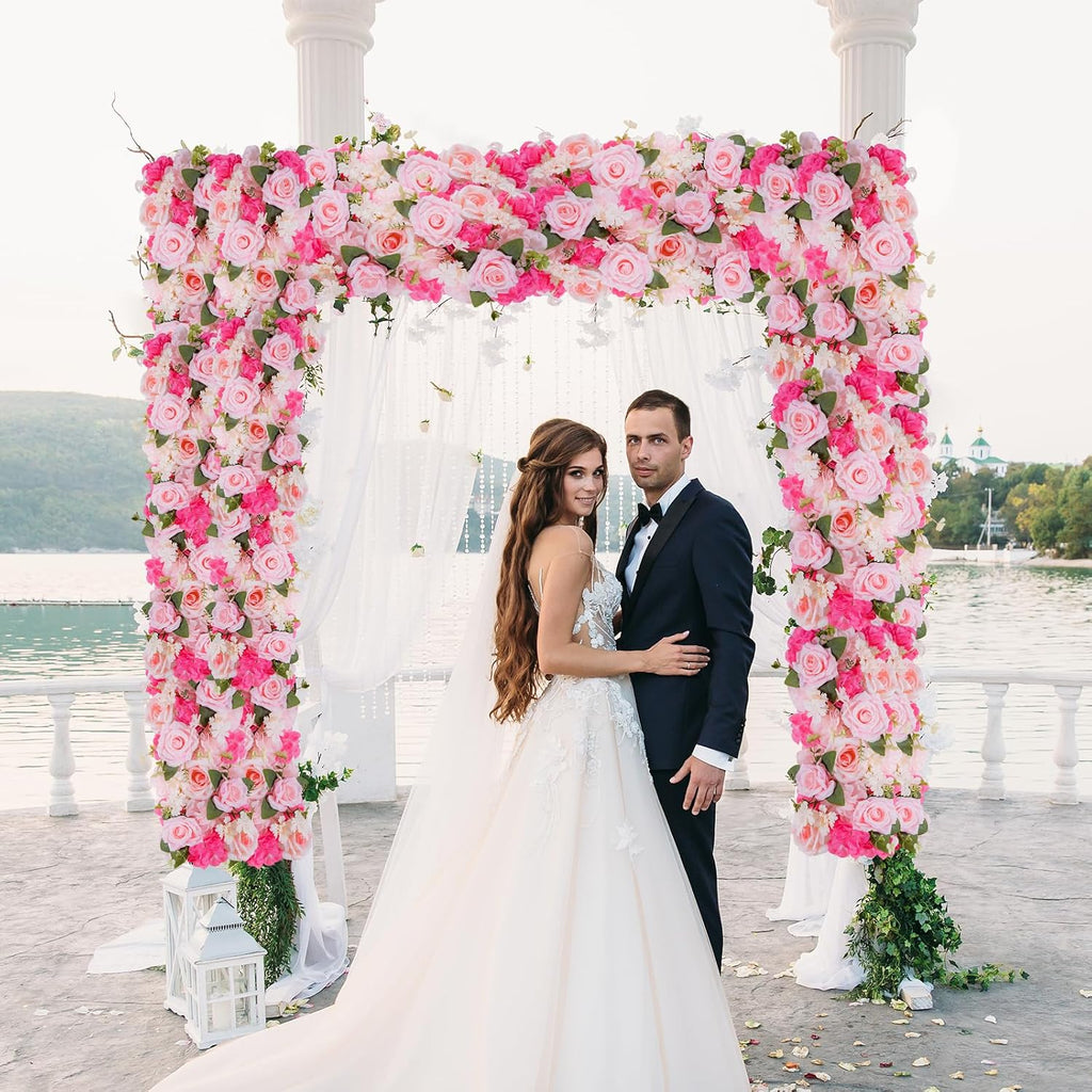 Pack of 10 Wedding Arch Decorations, 20.47 inch Artificial Flower Table Centerpieces Floral Arrangement for Wall Backdrop Party Bridal Shower Event Decor - Pink