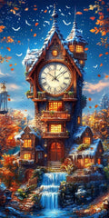 Diamond Art Kits for Adults Clock Diamond Painting Kits, 5D DIY Round Landscape Full Drill Dimond Art Paintings Crystal Crafts for Adults for Gift Home Wall Decor, Large Size 40 x 80 Inch, Model555