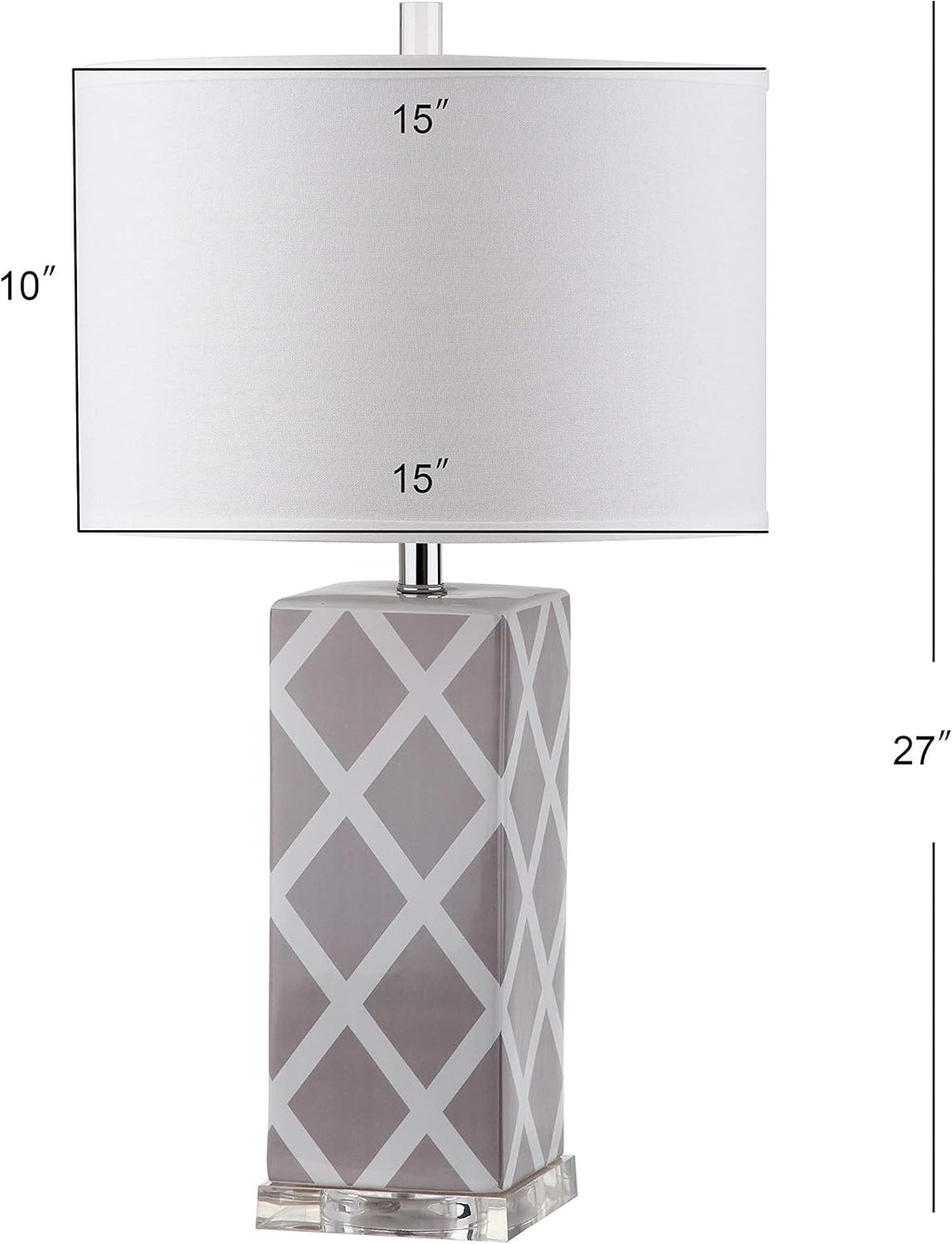 SAFAVIEH Lighting Collection Garden Lattice Trellis Modern Contemporary Grey 27-inch Bedroom Living Room Home Office Desk Nightstand Table Lamp Set of 2 (LED Bulbs Included)