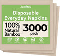Jenvita Everyday 100% Bamboo Eco Friendly Napkins (3000-Pack) | All Natural Biodegradable Napkins for Lunch, Dinner, Events & Entertaining | 2-Ply FSC Certified | Bamboo Paper Towel | 6.5 x 6.5 Inch