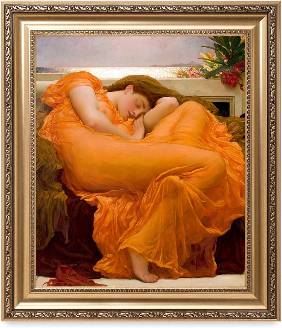 DECORARTS - Flaming June, Frederic Leighton Classic Art. Giclee Prints Framed Art for Wall Decor. Framed size: 26x30