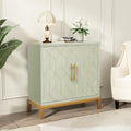 ARTPOWER Green Accent Cabinet with Doors, Modern Wooden Sideboard, Carved Decorative Storage Cabinets for Living Room, Kitchen, Office, and Hallway, Green with Gold Legs