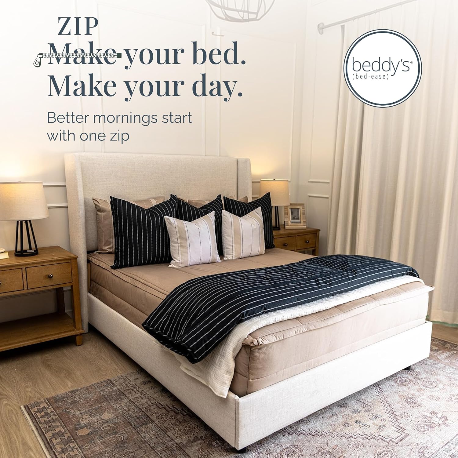 Beddy's All in One Bed in a Bag Zipper Bedding Set, Bottom Sheet, Cuddle Blanket, Comforter, Pillowcase(s) & Sham(s), Minky Interior Sheets with Comforter, Zip Bedding for Dorms, Bunks, Kids & Adults