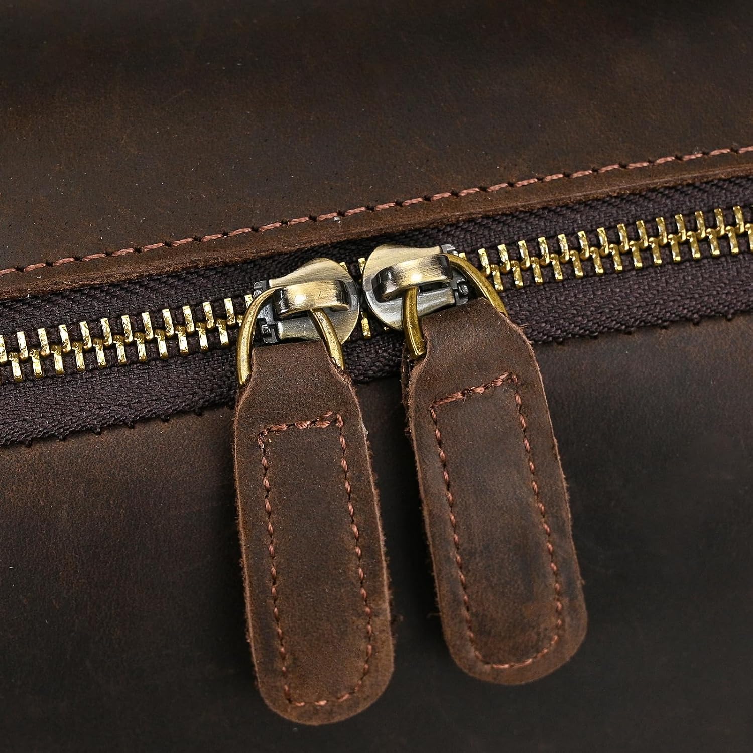 Vintage Full Grain Leather Backpack for Men, 16' Laptop Rucksack For Men Hiking Trave Work Business Bag, Dark Brown