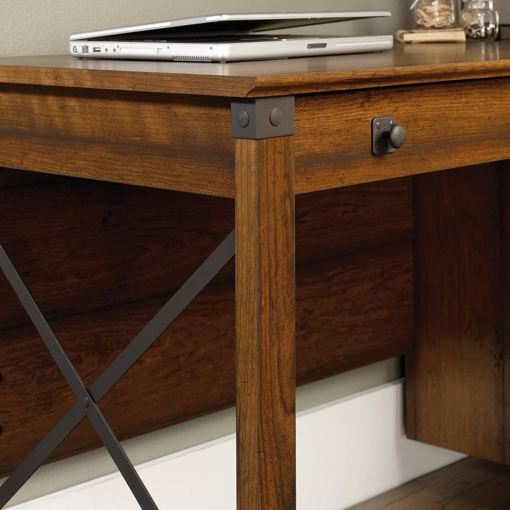 Sauder Carson Forge Vintage Rustic Computer Desk for Home Office with Drawers, in Washington Cherry; L: 53.19' x W: 22.64' x H: 29.80'