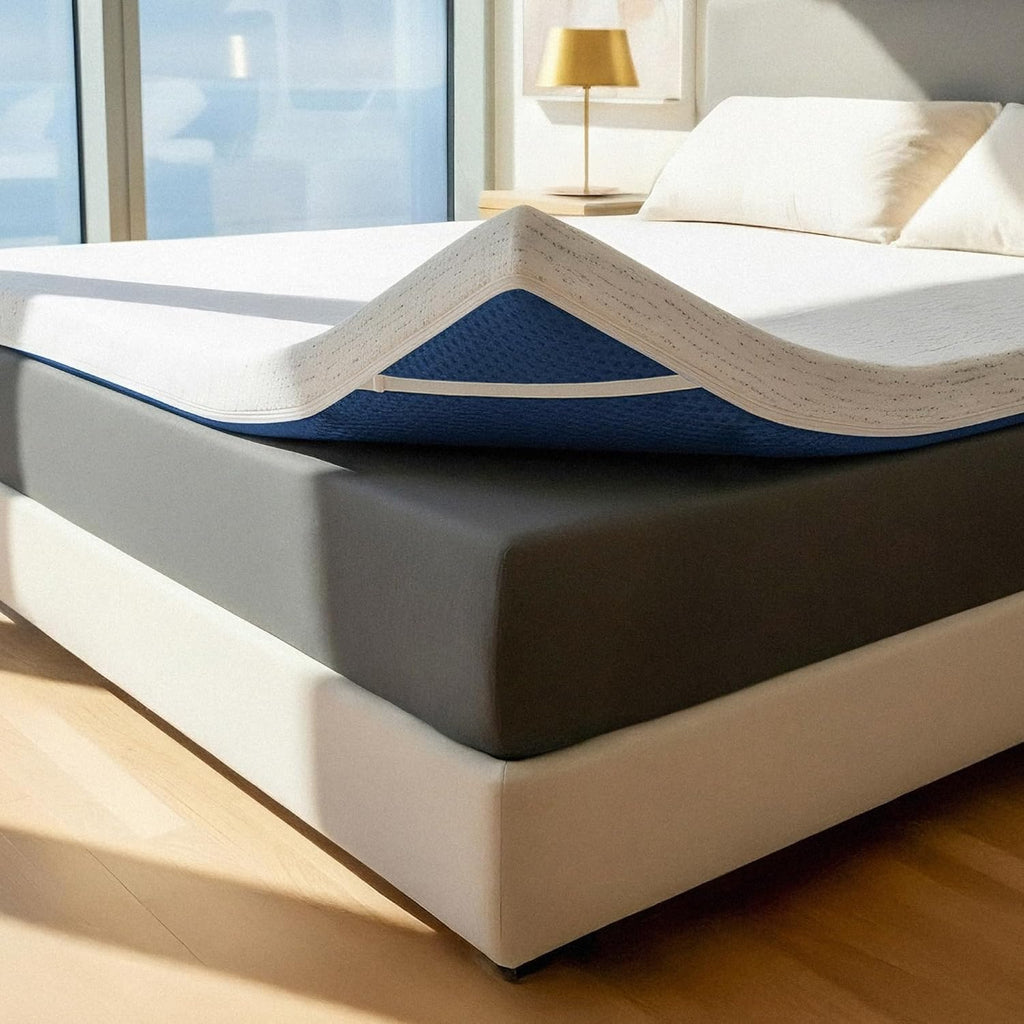 ViscoSoft 3 Inch Memory Foam Mattress Topper King - Select High Density Mattress Pad with Soft Removable Bamboo-Rayon Cover