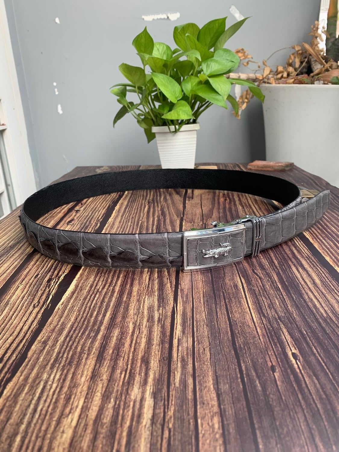 Genuine Alligator Leather Belts Buckle for Men, Crocodile Skin Belt for Mens