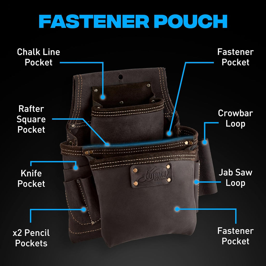 OX Pro Construction Tool Belt - 22-Pocket Leather Tool Belt Pouches - Made of Oil-Tanned Leather with Double-Stitching and Steel Rivets Morrales De Construccion OX-P263604