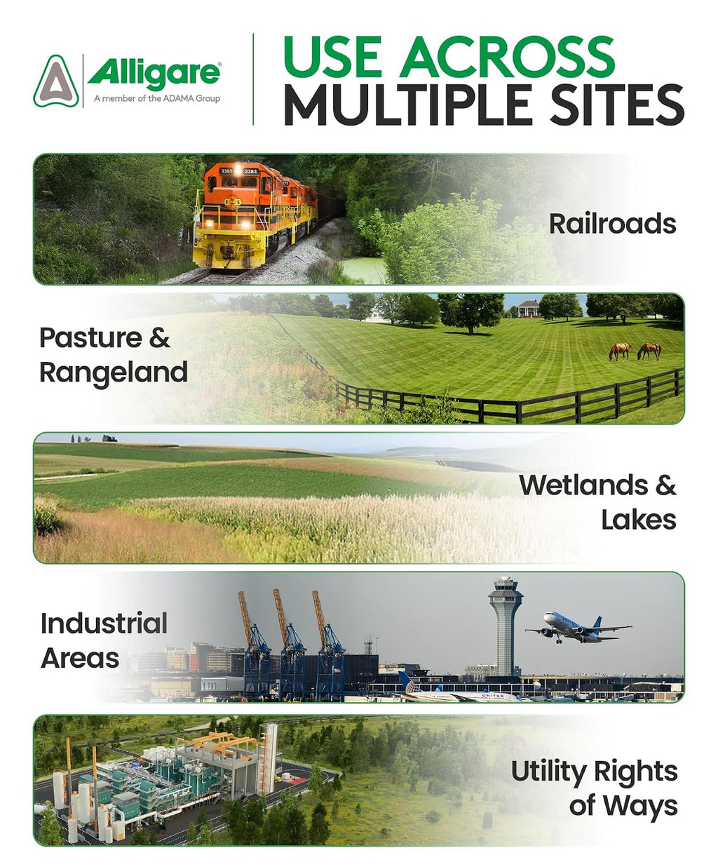 ALLIGARE Panoramic 2SL Herbicide Weed Killer - Versatile Imazapyr Herbicide for Lasting Control of Annual Grasses & Broadleaf Weeds in CRP, Pastures, Rights-of-Way & Industrial Sites - 2.5 Gallons