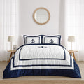 Sweet Jojo Designs Anchors Away Nautical Navy and White Boys 3 Piece Full/Queen Bedding Set
