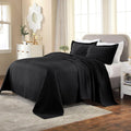 Superior 3 Piece Basketweave 100% Cotton Bedspread Set, Home Bed Decor, Decorative Bed Spread, 2 Pillow Shams, Medium Weight Blanket, Matelasse Coverlet Bedding, Geometric Lattice Pattern, King, Black