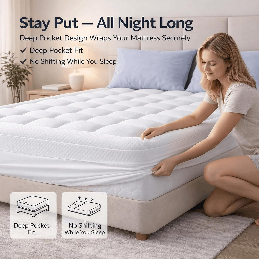 ELEMUSE 3 Inch Dual Layer Full XL Memory Foam Mattress Topper,Cooling Memory Foam & Plush Pillow Top Pad, Extra Length Pressure Relief Bed Topper for Tall Sleepers, Adjustable Bed & Studio Apartment
