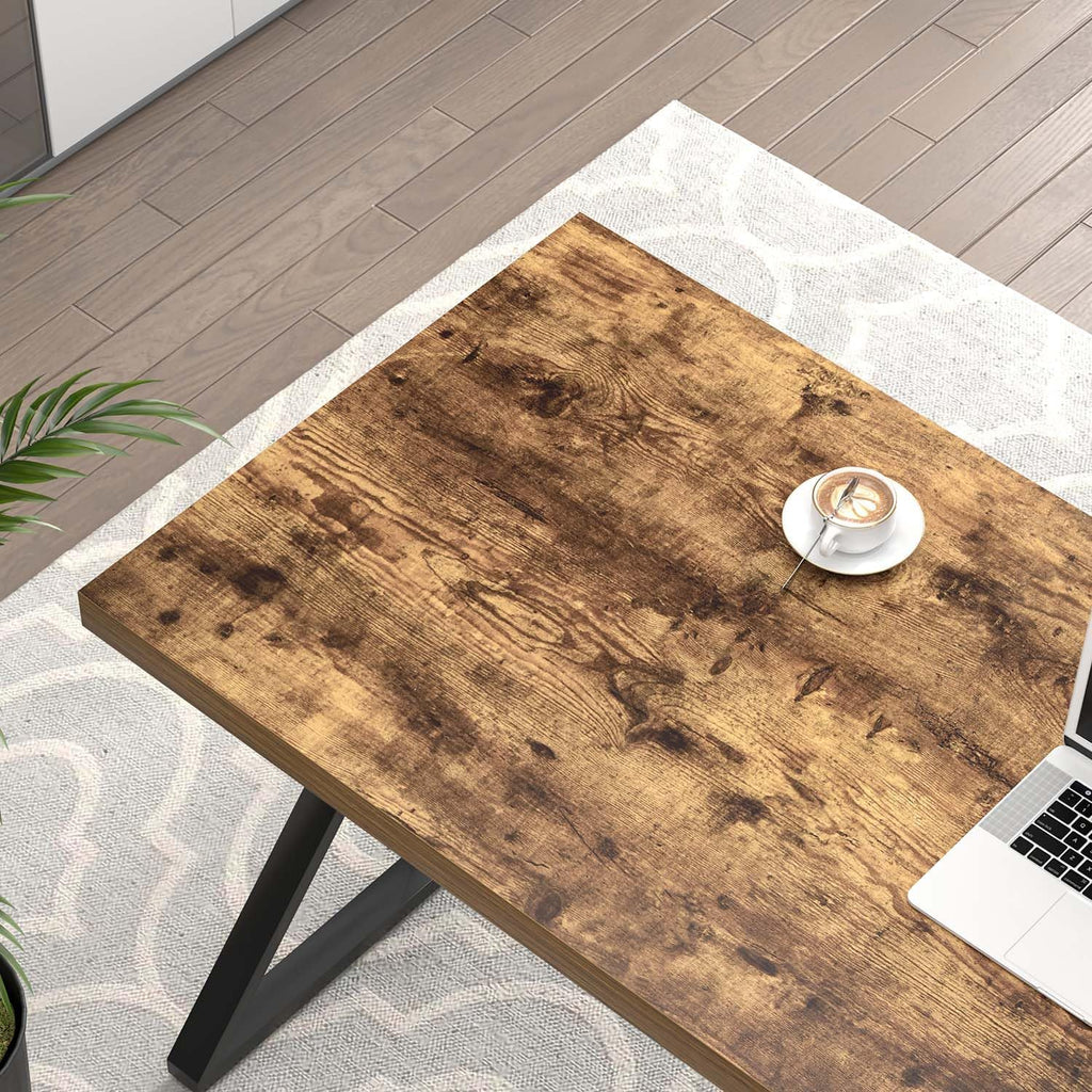 FOLUBAN Home Office Desk, Modern Wood and Metal Computer Desk, Simple Writing Work PC Desks for Bedroom, Industrial Study Gaming Table for Living Room, Rustic Brown, 53 Inch