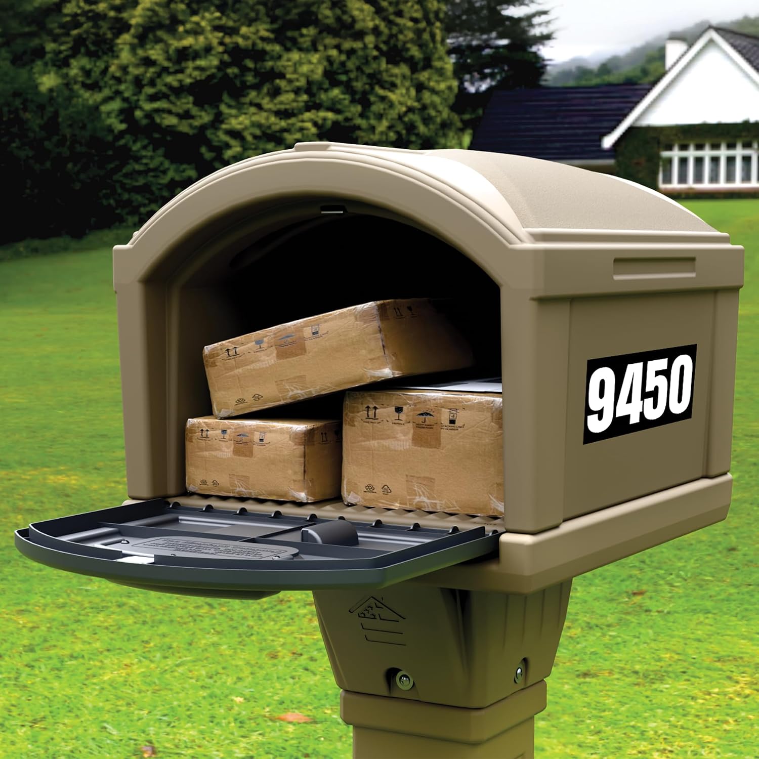 Simplay3 USPS T4 Extra Large Capacity XL Mailbox and Post Cover with Durable Double-Wall Construction, Weather-Resistant Design, Driftwood, Made in the USA