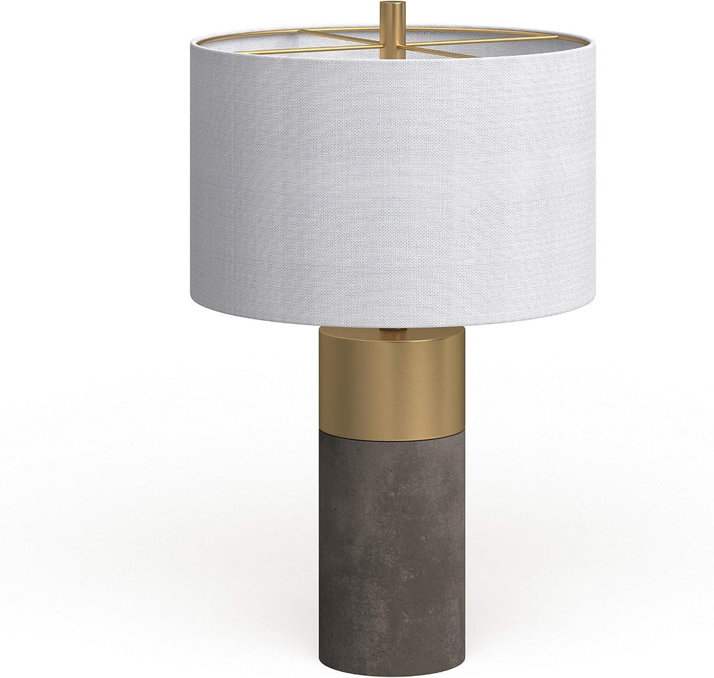 SAFAVIEH Lighting Collection Oliver Modern Contemporary Farmhouse Grey Concrete/ Gold Bedroom Living Room Home Office Desk Nightstand Table Lamp Set of 2 (LED Bulbs Included)