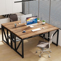 Tribesigns 55 inches Simple Computer Desk,Home Office Desk Writing Table for Workstation,Dark Walnut + Steel Leg， Cabinet not Included (Walnut, 55-inch)