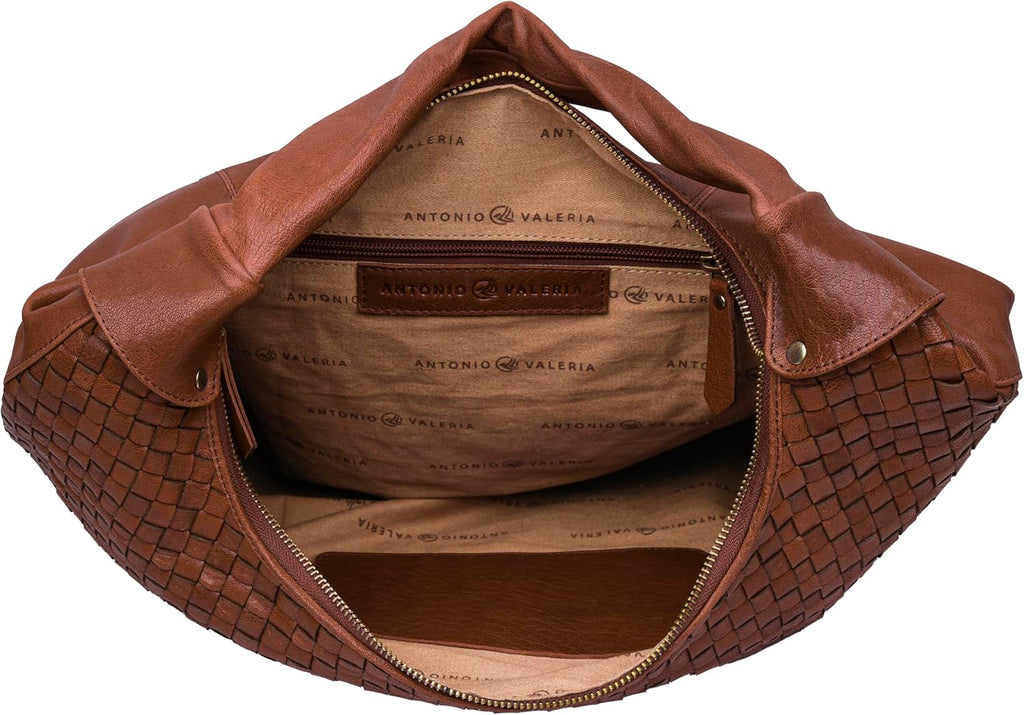 ANTONIO VALERIA Addison Braided Leather Tote Bag for Women