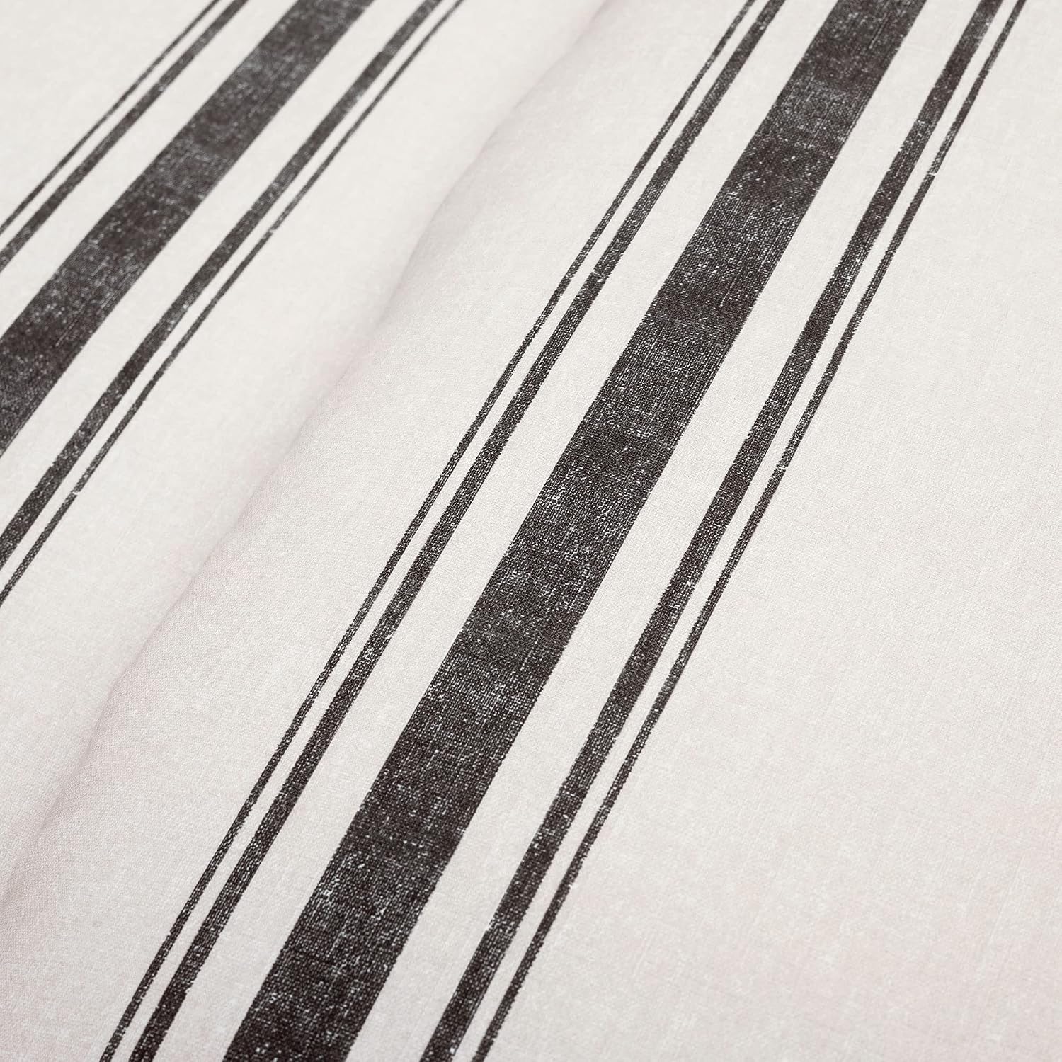 Lush Decor Farmhouse Stripe Reversible Cotton Comforter Set, 2-Piece, Twin XL Black - Twin Bedding Set - Dorm Decor - Striped Comforter for Farmhouse Bedroom Decor
