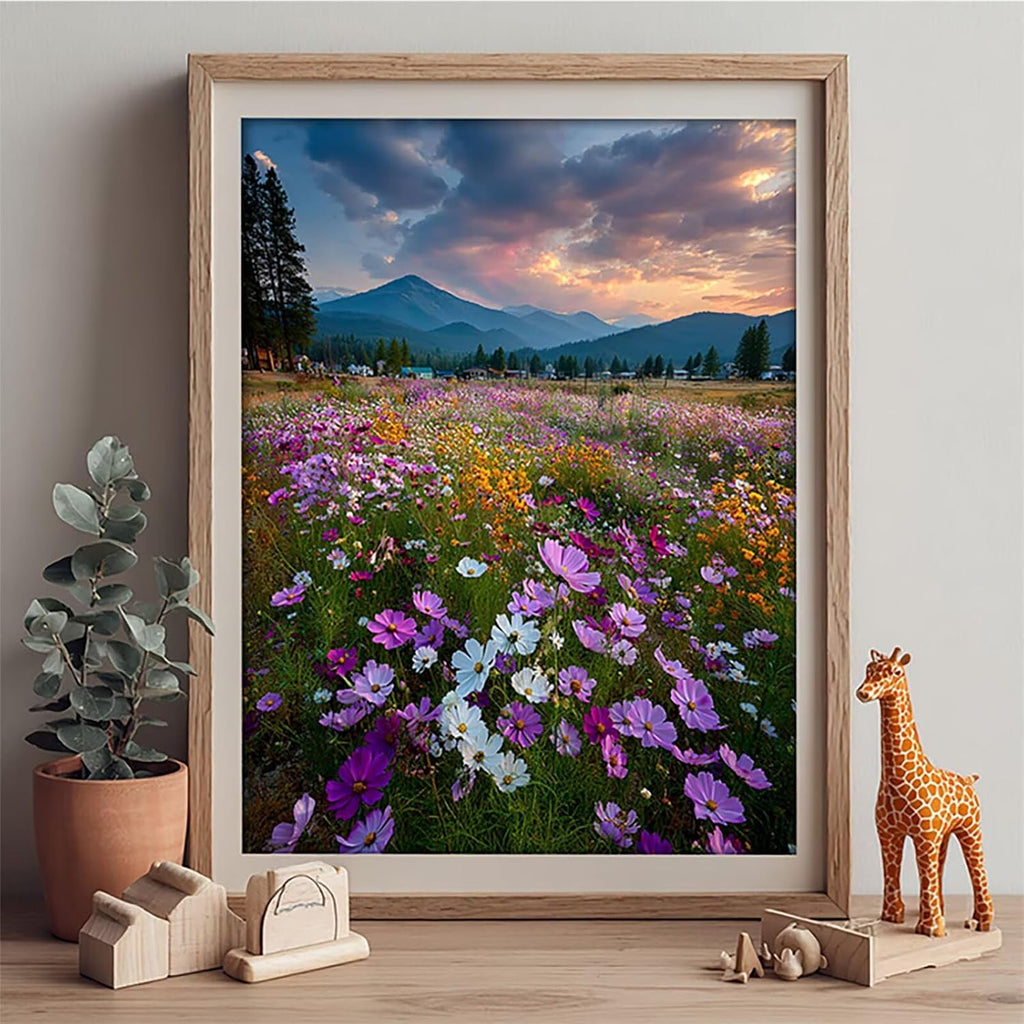 Flower Diamond Art Kits for Adults, Landscape 5D Diamond Painting Kit, 5D DIY Full Drill Dimond Art Paintings, DIY Dimond Gem Crafts for Adults Beginners, Wall Decor for Bedroom, Gifts, 40x54in 1-9103