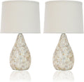 SAFAVIEH Lighting Collection – Lauralie Nautical Cream Capiz Shell Table Lamp, Set of 2, 21-Inch Bedroom Living Room Home Office Desk Nightstand Lamps, LED Bulbs Included (LIT4011A-SET2)