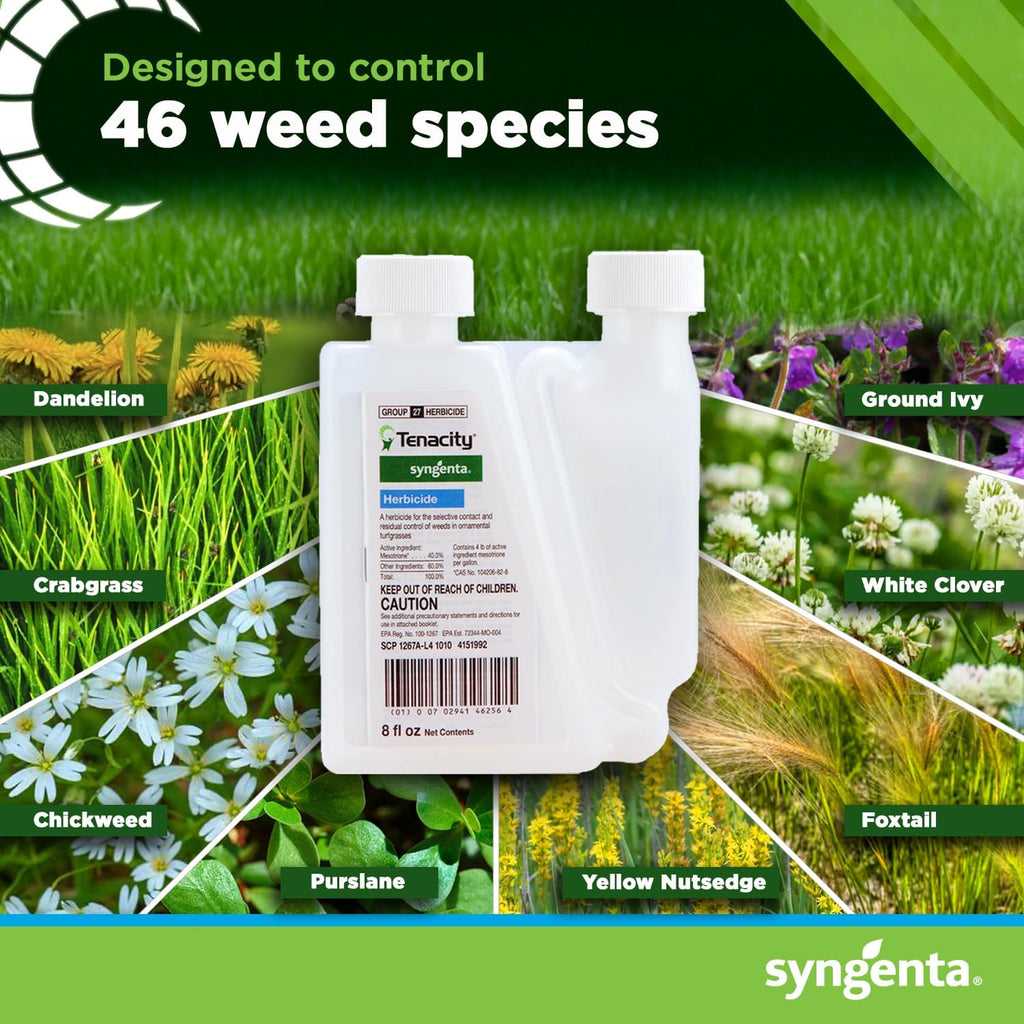 Syngenta Tenacity Herbicide - Pre-Emergent and Post-Emergent Weed Control, 8-oz. Liquid Weed Killer for Lawns and Turf Grasses, Active Ingredient Mesotrione Herbicide (3 Pack)