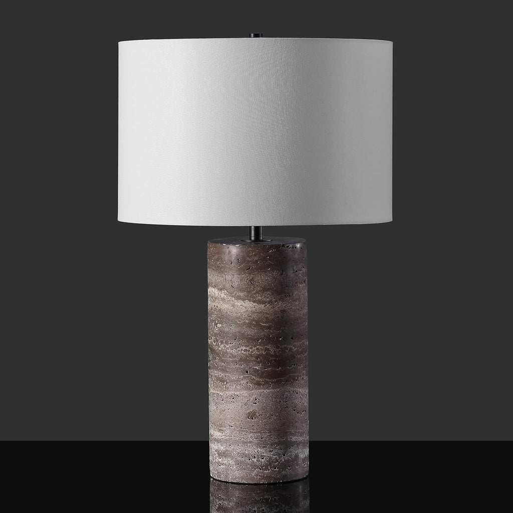 SAFAVIEH Couture Lighting Collection Rynetta Dark Brown/White 24-inch Dimmable Table Lamp for Bedroom Living Room Home Office Desk Nightstand (LED Bulb Included)