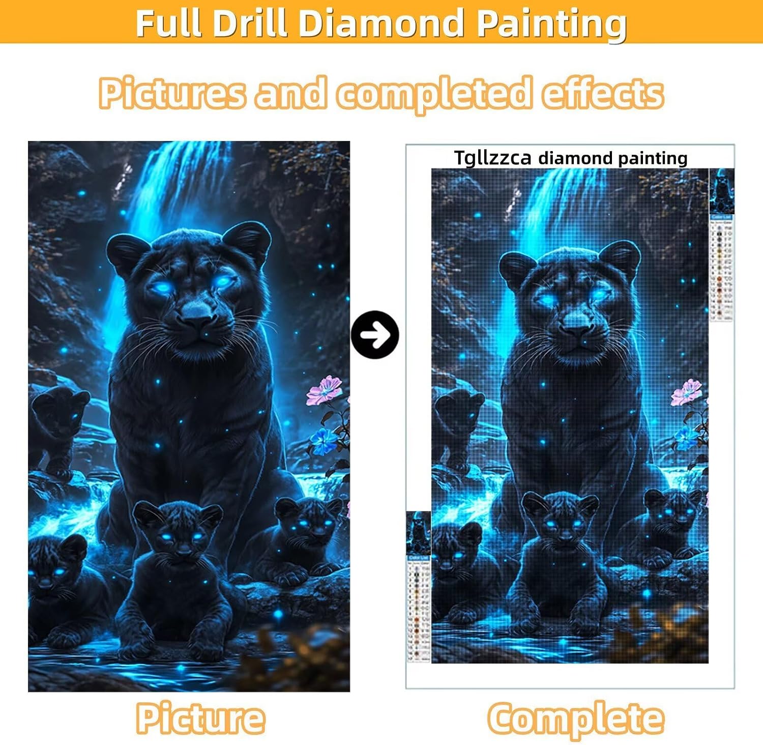 Diamond Art Kits for Adults Lion Diamond Painting Kits, 5D DIY Square Black Full Drill Dimond Art Paintings Crystal Rhinestones Crafts for Adults for Home Wall Decor, Large Size 36 x 72 Inch, Model942