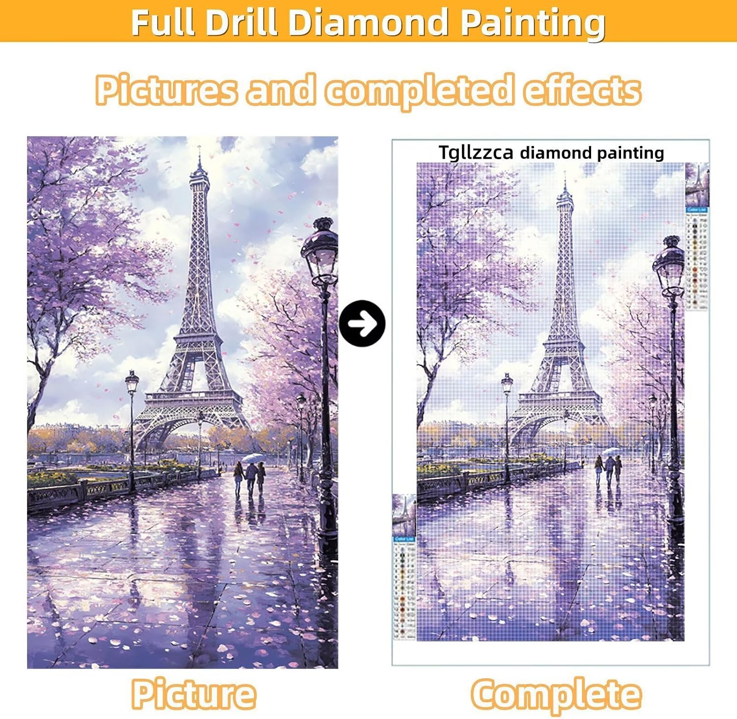 Diamond Art Kits for Adults Paris Diamond Painting Kits, 5D DIY Round Landscape Full Drill Dimond Art Paintings Crystal Crafts for Adults for Gift Home Wall Decor, Large Size 36 x 72 Inch, Model807