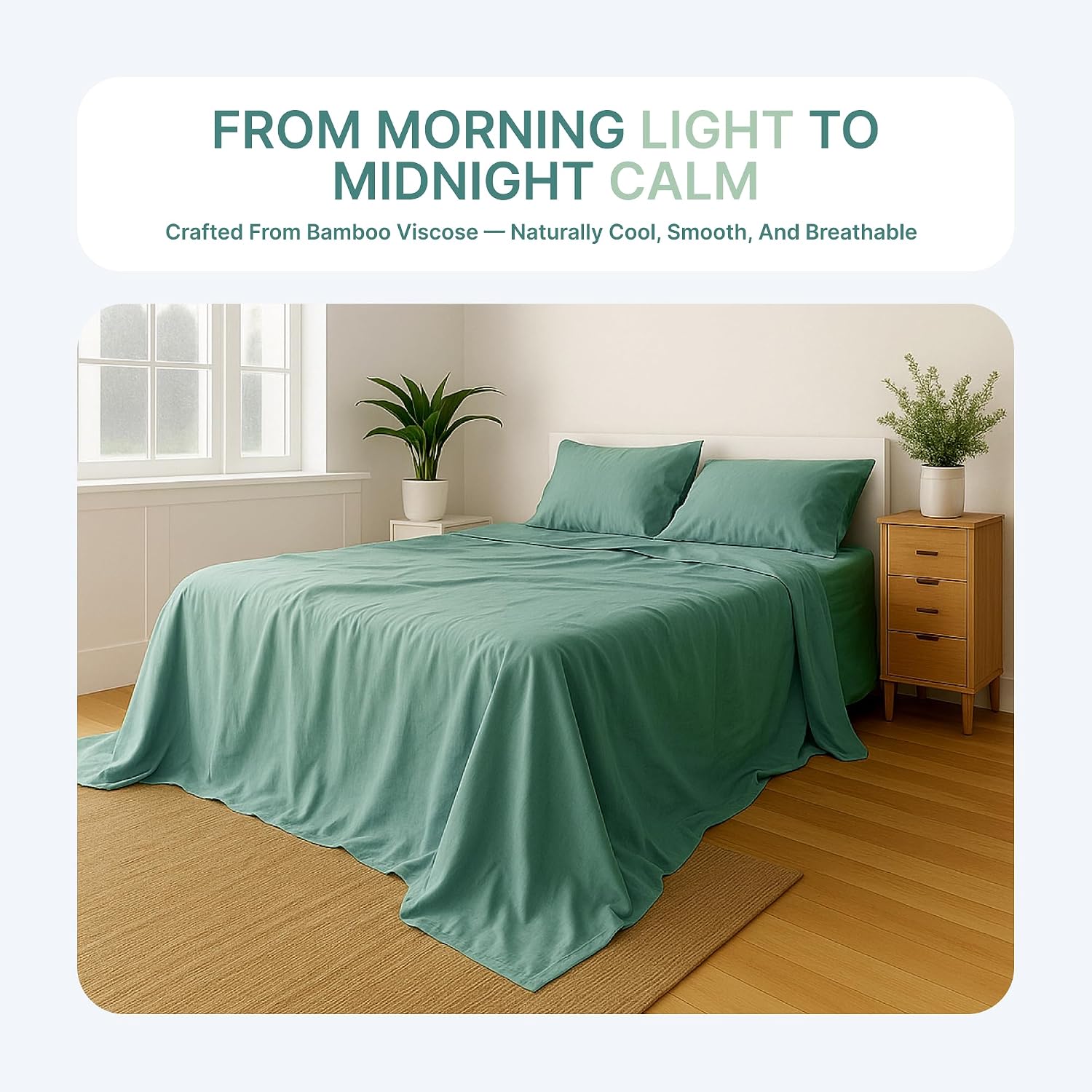 BedVoyage - Viscose from Bamboo Queen Sheet Set - Luxury Sheets Queen Size - Cooling Bed Sheets 18' Deep Pocket - Ultra Soft Sheet and Pillowcase Set `- Seaglass