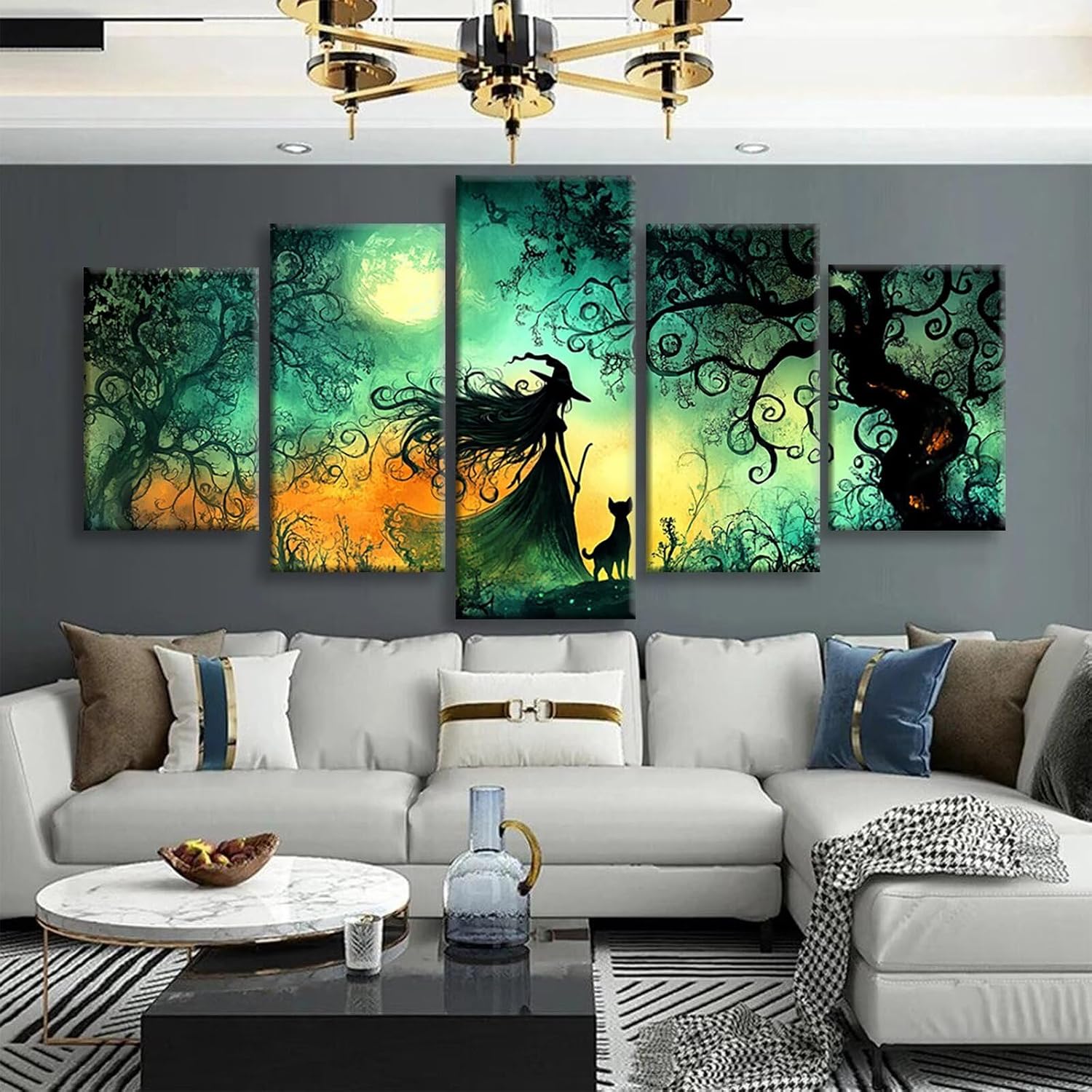 Abstract Diamond Art 5 Piece Diamond Painting Magic 5D DIY Full Round Drill Dimond Art Paintings Rhinestones Crafts for Adults Gem Painting for Home Decor Large Artwork for Wall 48 x 100 Inch,Model159