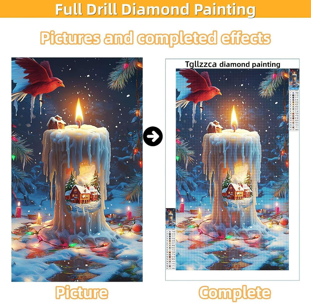 Diamond Art Kits for Adults Christmas Diamond Painting Kits, 5D DIY Square Candle Full Drill Dimond Art Paintings Crystal Crafts for Adults for Gift Home Wall Decor, Large Size 36 x 72 Inch, Model672