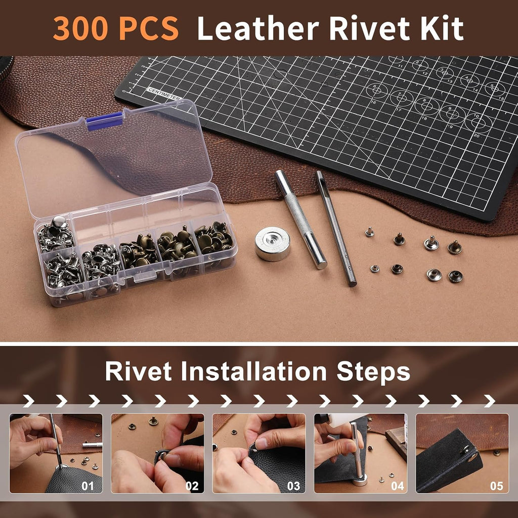 BUTUZE Leather Tools, Leather Crafting Kit with Leather Tool Rack, Leather Working Tools Kit for Adults and Tool Supplies for Carving, Stamping, Engraving, Sewing, Cutting, Punching and DIY Crafts