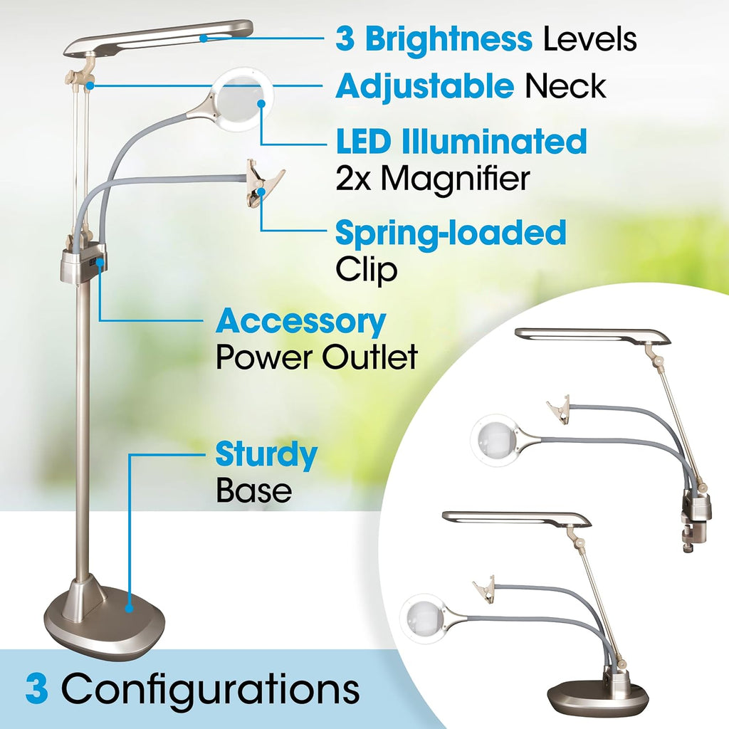 OttLite Ultimate LED 3-in-1 Creative Station w/Magnifier, Clearsun, Champagne, Shipper