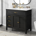 Flieks 36' Bathroom Vanity with Sink, Black Bathroom Cabinet with Drawers, Solid Frame and MDF Board, One Package