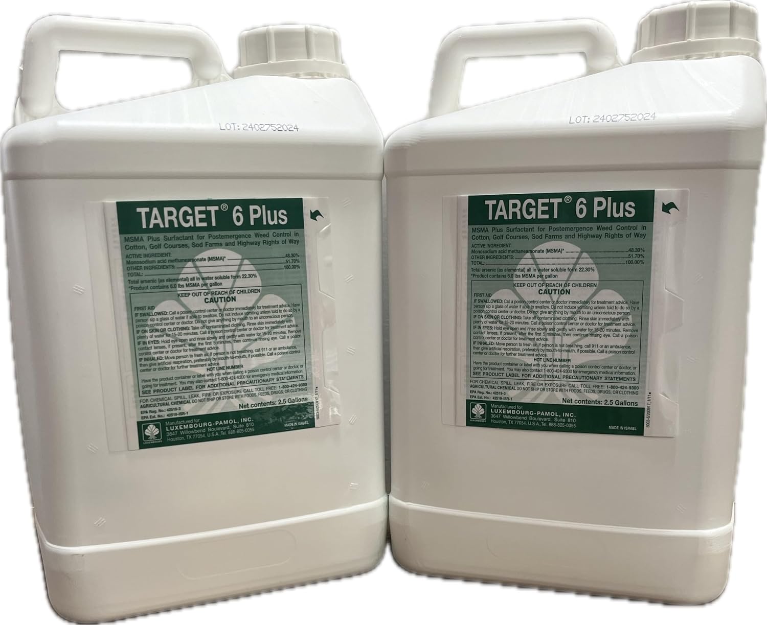Generic Target 6 Plus (MSMA) 48.2% Turf Herbicide - 5 gallons: 1 CASE (2 x 2.5 Gallon Jugs) (CASE Pack)